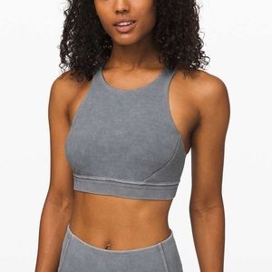 Lululemon Bob and Weave Bra Washed Luna Blue High Neckline Luxtreme Size 6